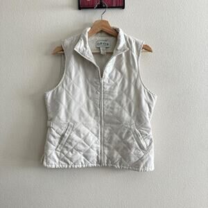 Vintage Orvis Ivory Cream Zip Up Quilt like Vest